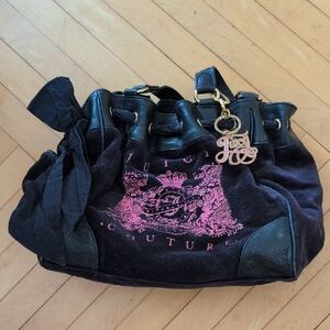 Y2K Juicy Couture Navy and Pink Daydreamer Velour Bag